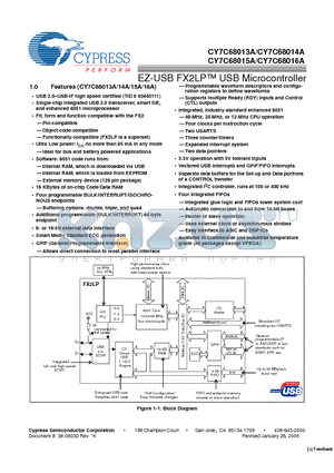 CY7C68013A-100AXI datasheet - EZ-USB FX2LP USB Microcontroller