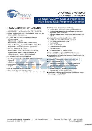 CY7C68013A-128AXC datasheet - EZ-USB FX2LP USB Microcontroller High Speed USB Peripheral Controller