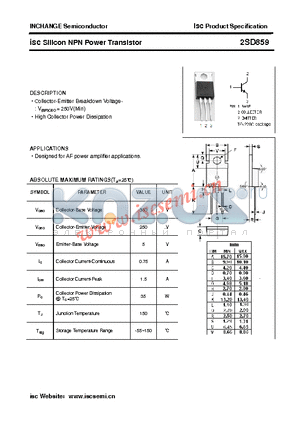 2SD859 datasheet - isc Silicon NPN Power Transistor