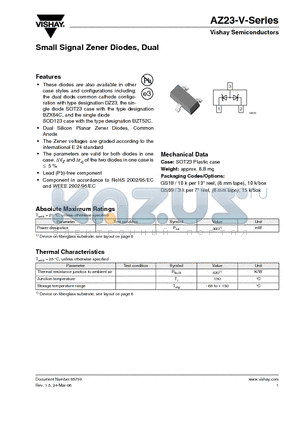 AZ23B43-V datasheet - Small Signal Zener Diodes, Dual