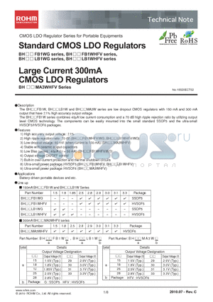 BH15LB1WG datasheet - Standard CMOS LDO Regulators