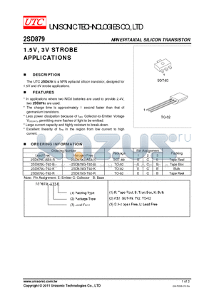 2SD879G-T92-B datasheet - 1.5V, 3V STROBE APPLICATIONS