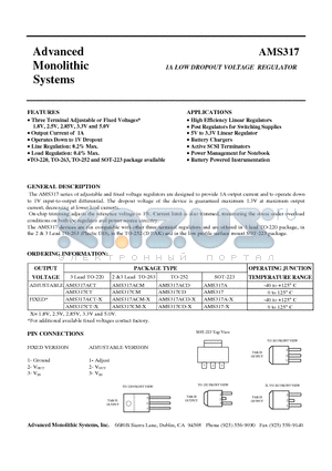 AMS317ACD-25 datasheet - 1A LOW DROPOUT VOLTAGE REGULATOR