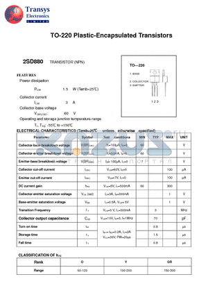 2SD880 datasheet - Plastic-Encapsulated Transistors