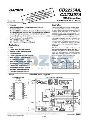 CD22357A datasheet - CMOS Single-Chip, Full-Feature PCM CODEC