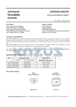 AMS336BS datasheet - VOLTAGE REFERENCE DIODE