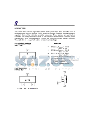 AMS3402 datasheet - Super high density cell design for extremely low RDS(ON)