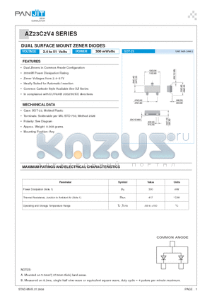 AZ23C10 datasheet - DUAL SURFACE MOUNT ZENER DIODES