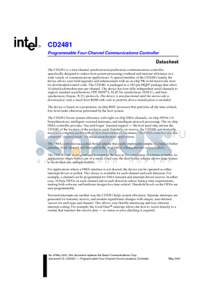 CD2481 datasheet - Programmable Four-Channel Communications Controller