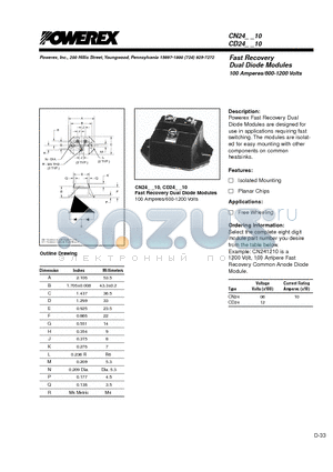 CD240610 datasheet - Fast Recovery Dual Diode Modules 100 Amperes/600-1200 Volts