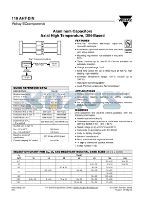 14222E3 datasheet - Aluminum Capacitors Axial High Temperature, DIN-Based