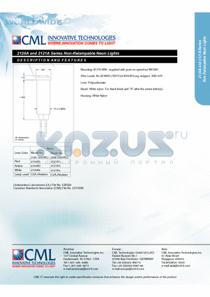 2120A4 datasheet - Non-Relampable Neon Lights