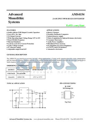 AMS4154S datasheet - 2A OUTPUT PWM BUCK CONVERTER