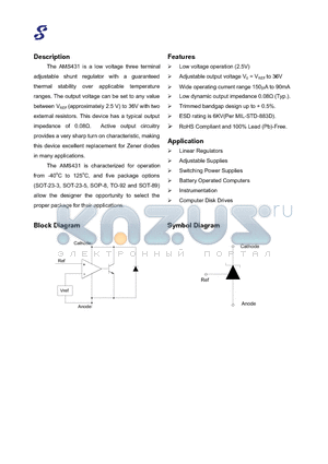 AMS431 datasheet - Low voltage operation (2.5V)