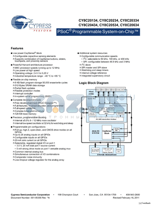 CY8C20234-12LKXIT datasheet - PSoC^ Programmable System-on-Chip