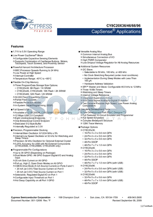 CY8C20236-24LKXI datasheet - CapSense Applications