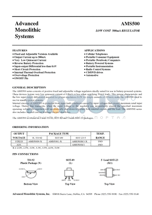 AMS500L-35 datasheet - LOW COST 500mA REGULATOR