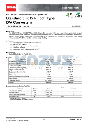 BH2219FVM_09 datasheet - Standard 8bit 2ch-E3ch Type D/A Converters