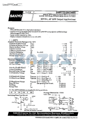 2SD895 datasheet - 85V/6A, AF 35W Output Applications