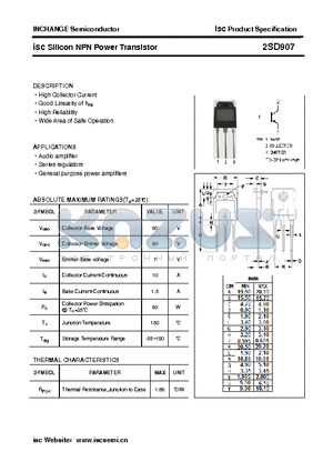 2SD907 datasheet - isc Silicon NPN Power Transistor