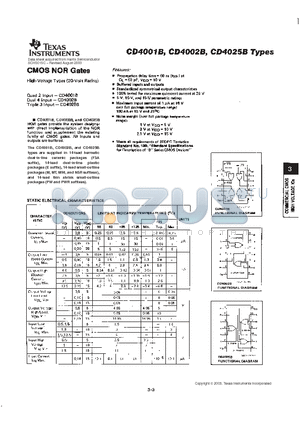CD4001BF3A datasheet - CMOS NOR Gates