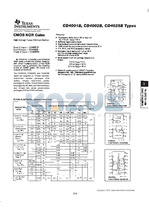 CD4002BM96 datasheet - CMOS NOR Gates