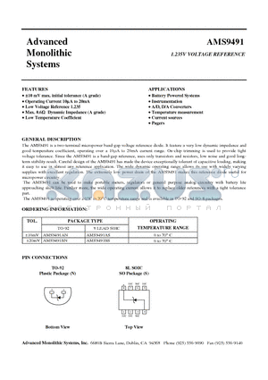 AMS9491AS datasheet - 1.235V VOLTAGE REFERENCE