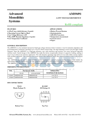 AMS9491BN datasheet - 1.235V VOLTAGE REFERENCE