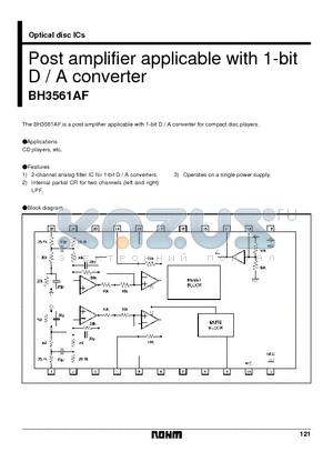 BH3561AF datasheet - Post amplifier applicable with 1-bit D / A converter