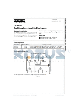 CD4007C datasheet - Dual Complementary Pair Plus Inverter