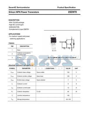 2SD970 datasheet - Silicon NPN Power Transistors