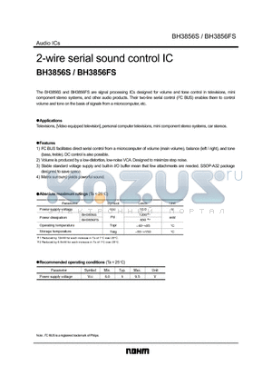 BH3856 datasheet - 2-wire serial sound control IC