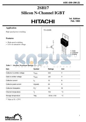 2SH17 datasheet - Silicon N-Channel IGBT