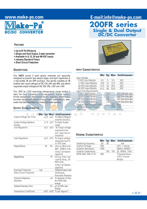 212S12FR datasheet - Single & Dual Output DC/DC Converter