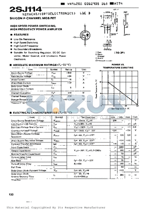 2SJ114 datasheet - HIGH SPEED POWER SWITCHING, HIGH FREQUENCY POWER AMPLIFIER