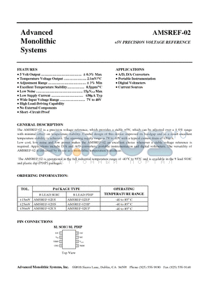 AMSREF-02CP datasheet - 5V PRECISION VOLTAGE REFERENCE