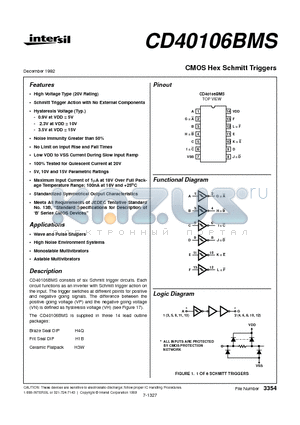 CD40106 datasheet - CMOS Hex Schmitt Triggers