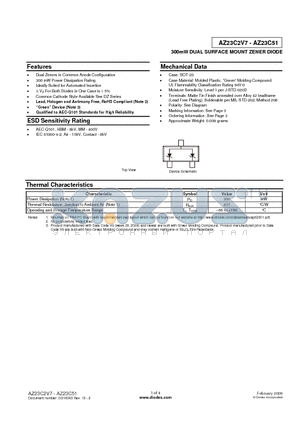 AZ23C15 datasheet - 300mW DUAL SURFACE MOUNT ZENER DIODE