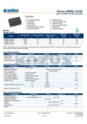 AMSRL-783.3-NZ datasheet - Up to 7.5 Watt | DC-DC Converter