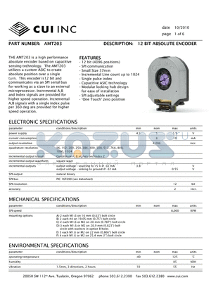 AMT203-0096-2000 datasheet - 12 BIT AB SOLUTE ENCODER