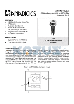 AMT128502AT46F datasheet - 1.25Gb/s Integrated 850nm MSM-TIA