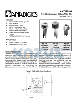 AMT128503 datasheet - 1.25Gb/s Integrated 850nm MSM-TIA