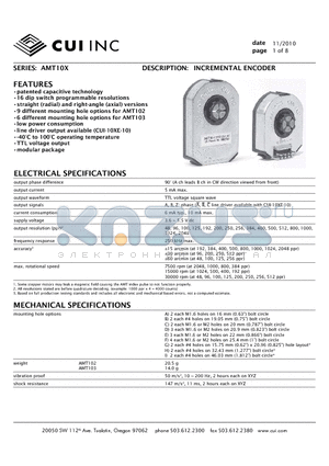 AMT103-V datasheet - INCREMENTAL ENCODER