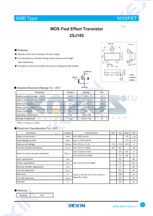 2SJ185 datasheet - MOS Fied Effect Transistor