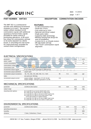 AMT303 datasheet - COMMUTATION ENCODER