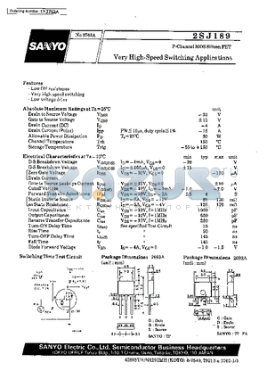 2SJ189 datasheet - Very High-Speed Switching Applications