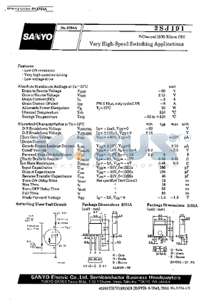 2SJ191 datasheet - Very High-Speed Switching Applications