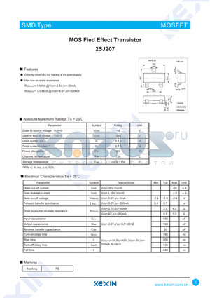 2SJ207 datasheet - MOS Fied Effect Transistor