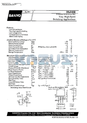 2SJ226 datasheet - Very High-Speed Switching Applications