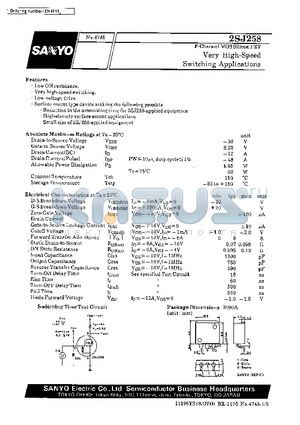 2SJ258 datasheet - Very High-Speed Switching Applications